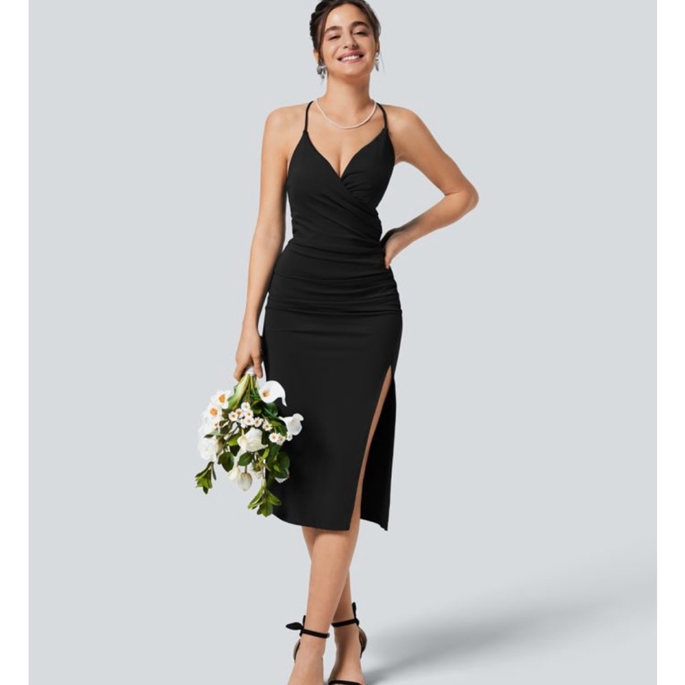 SoftlyZero™ Airy Crossover Ruched Lace Up Bodycon Cool Touch Dress